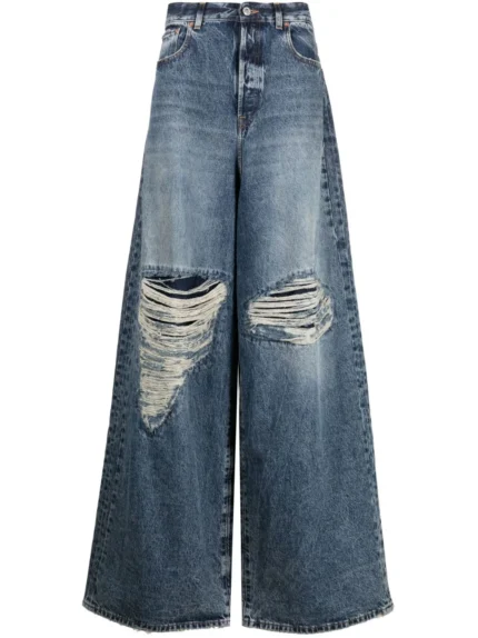 VETEMENTS distressed wide-leg jeans