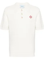 Casablanca logo-appliqué bouclé polo shirt